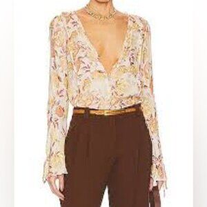 NWT Free People Everything's Rosy Florak Boho Bodysuit Sz S